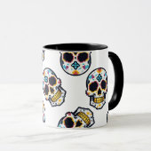 Dia De Los Muertos Gepixeliseerd Schedelpatroon Mok (Voorkant rechts)