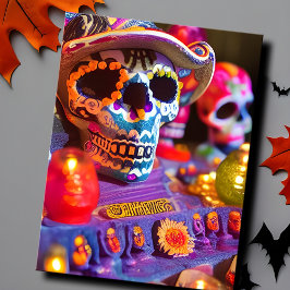 Dia De Los Muertos geschilderd Mexico Calavera Dis Feestdagenkaart
