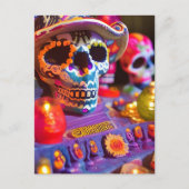 Dia De Los Muertos geschilderd Mexico Calavera Dis Feestdagenkaart (Voorkant)