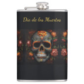 Dia de los Muertos geschilderde schedel aanpasbaar Heupfles (Voorkant)