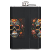 Dia de los Muertos geschilderde schedel aanpasbaar Heupfles (Achterkant)