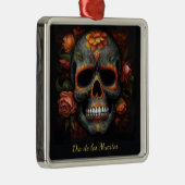 Dia de los Muertos geschilderde schedel aanpasbaar Metalen Ornament (Rechts)