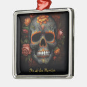 Dia de los Muertos geschilderde schedel aanpasbaar Metalen Ornament (Links)