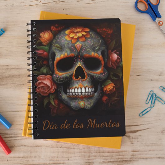 Dia de los Muertos geschilderde schedel aanpasbaar Notitieboek