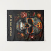 Dia de los Muertos geschilderde schedel aanpasbaar Wandkleed (Voorkant (horizontaal))