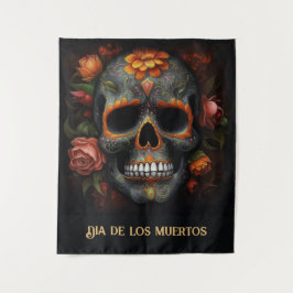 Dia de los Muertos geschilderde schedel aanpasbaar Wandkleed