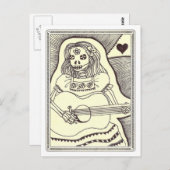 Dia de Los Muertos Girl met Guitar Briefkaart (Voorkant / Achterkant)