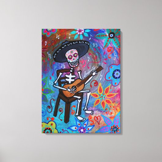 Dia de los Muertos Gitarero Canvas Afdruk (Voorkant)