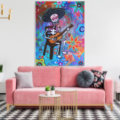 Dia de los Muertos Gitarero Canvas Afdruk (Insitu (Woonkamer))