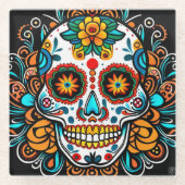 Dia de los Muertos Glazen Onderzetter (Voorkant)