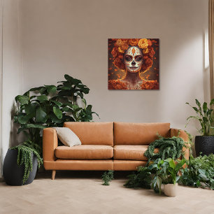 Dia de los Muertos gouden geschilderd gezicht Perfect Poster