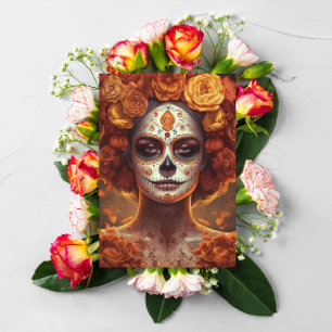 Dia de los Muertos gouden gezicht aanpasbaar Kaart