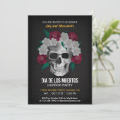 Dia de los Muertos Halloween Party Invitation Kaart (Staand voorkant)