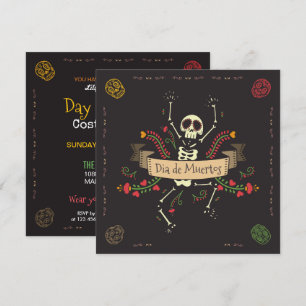 Dia de los Muertos Halloween Party Invitation Kaart