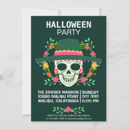 Dia de los Muertos Halloween Party Invitation Kaart