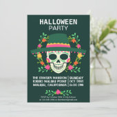 Dia de los Muertos Halloween Party Invitation Kaart (Staand voorkant)
