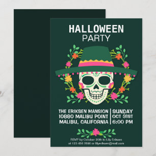 Dia de los Muertos Halloween Party Invitation Kaart