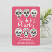 Dia de los Muertos Halloween Party Invitation Kaart (Staand voorkant)