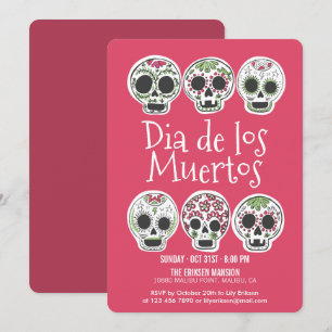 Dia de los Muertos Halloween Party Invitation Kaart