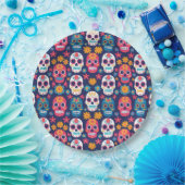 Dia de Los Muertos Halloween Patroon Papier Borden Papieren Bordje (Feest)