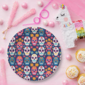 Dia de Los Muertos Halloween Patroon Papier Borden Papieren Bordje (Feest)