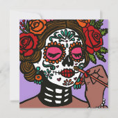 Día de los Muertos Hand getekend Catrina Kaart (Voorkant)