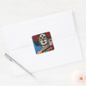 Dia de los Muertos Hand getrokken Catrina Vierkante Sticker (Envelop)