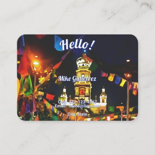 Dia de Los Muertos Hello PV-190130 QR Calling Card Contactkaartje (Voorkant)