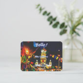 Dia de Los Muertos Hello PV-190130 QR Calling Card Contactkaartje (Staand voorkant)