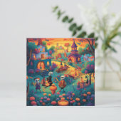 Dia de los Muertos, Herdenking van Candlelit Kaart (Staand voorkant)