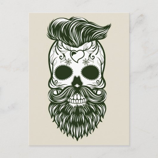 Dia De Los Muertos/Hipster Skull Briefkaart (Voorkant)