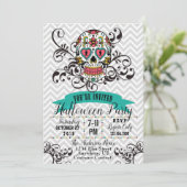 Dia de los Muertos Invitation Kaart (Staand voorkant)