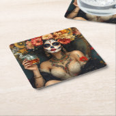 Dia De Los Muertos Kartonnen Onderzetters (Schuin)
