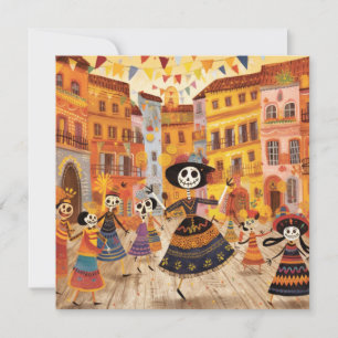 "Dia de los Muertos", kleurrijk schedeldoek Kaart