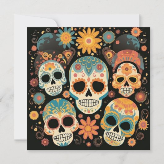 "Dia de los Muertos", kleurrijke Calavera Gallery Kaart (Voorkant)