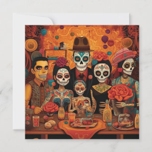 "Dia de los Muertos", kleurrijke familie Calavera Kaart