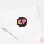 Dia de los Muertos Kleurrijke Paar Suiker Schedel Ronde Sticker (Envelop)