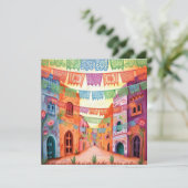 "Dia de los Muertos", kleurrijke Papel Picado Kaart (Staand voorkant)