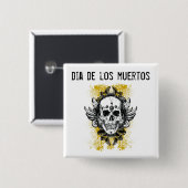 Dia de los muertos-knop vierkante button 5,1 cm (Voorkant /achterkant)