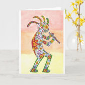 Dia de Los Muertos Kokopelli Kaart (Gele Bloem)