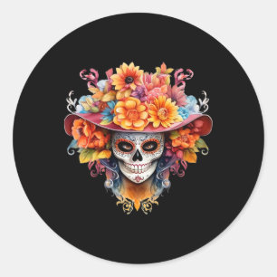 Dia De Los Muertos Kostuum Dag Van De Doden Schede Ronde Sticker