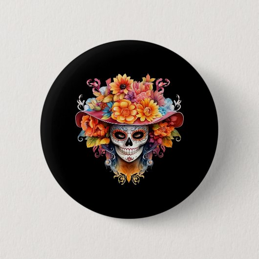 Dia de los Muertos Kostuumdag van de dode schedel  Ronde Button 5,7 Cm (Voorkant)