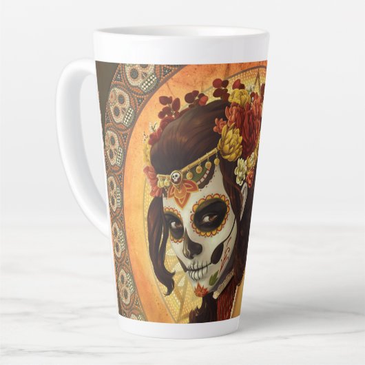 Dia De Los Muertos Kussen Latte Mok (Linkerhoek)