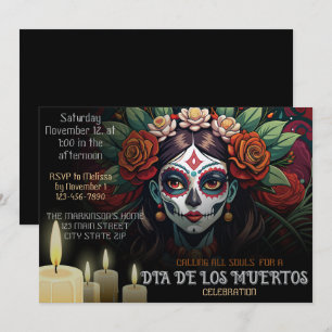 Dia De Los Muertos La Catrina Bloemschildering Kaart