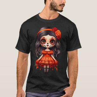 Dia de los Muertos La Catrina Schattige skelet Mex T-shirt