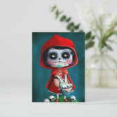 Dia de los Muertos Little Red Riding Hood Briefkaart (Staand voorkant)