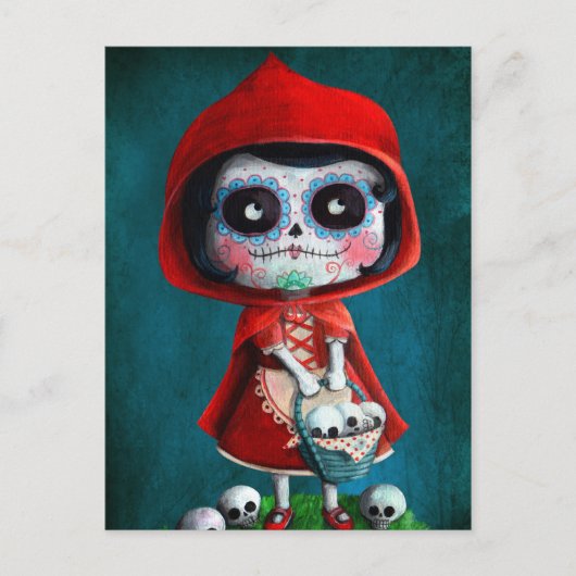 Dia de los Muertos Little Red Riding Hood Briefkaart (Voorkant)