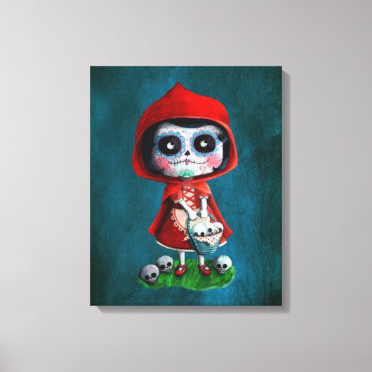 Dia de los Muertos Little Red Riding Hood Canvas Afdruk (Voorkant)