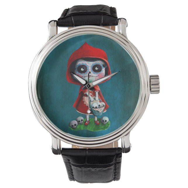 Dia de los Muertos Little Red Riding Hood Horloge (Voorkant)
