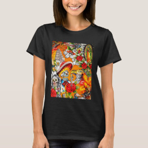 Dia de los Muertos Llama Alpaca Suikerschedel T-shirt